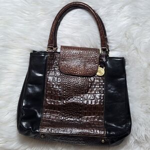 Brahmin Brown and Black Crocodile Pattern Handbag